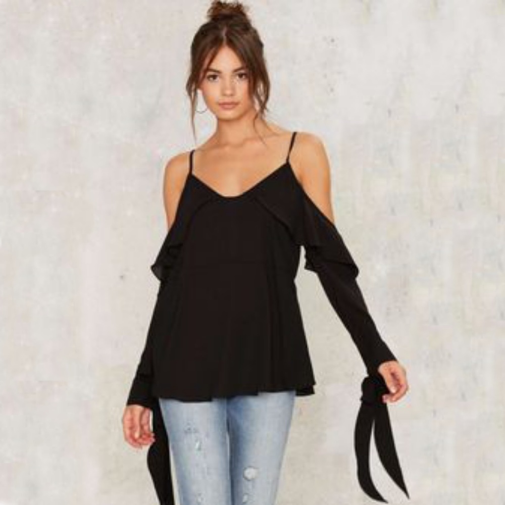 Nasty Gal cold shoulder blouse with bows
